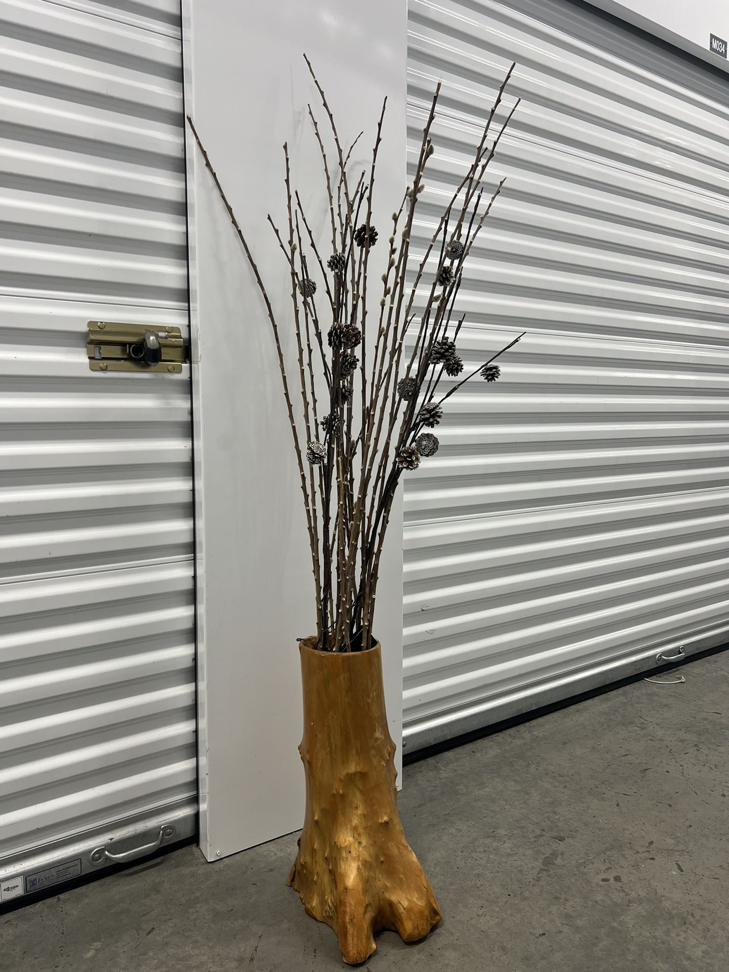 Floor Vase With Lighted Branches And Pinecones