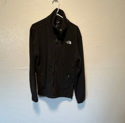 The North Face Men's Black Full Zip Fleece Jacket Stand-Up Collar Short Size L