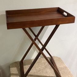 Folding Wooden Tray Table / Portable Side Table – Espresso Finish