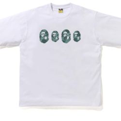 Bape Color Camo Ape Head Relaxed Tee White/Green Size L