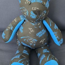 This is a handmade Carolina Panthers teddy bear 18"