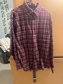 Burgundy Plaid Flannel Button-Down Shirt