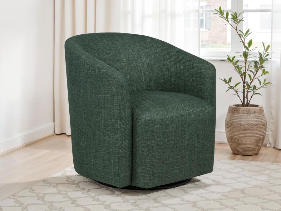 Accent Swivel Chair Green fabric, Barrel shape, New Especial price