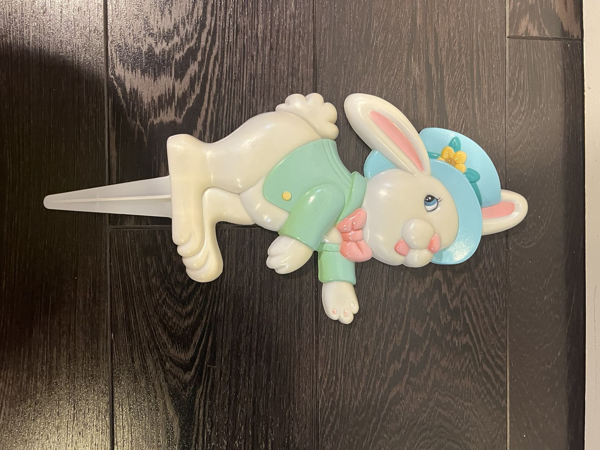 Vintage Easter Bunny 3d plastic Yard stake planter decor 10” tall