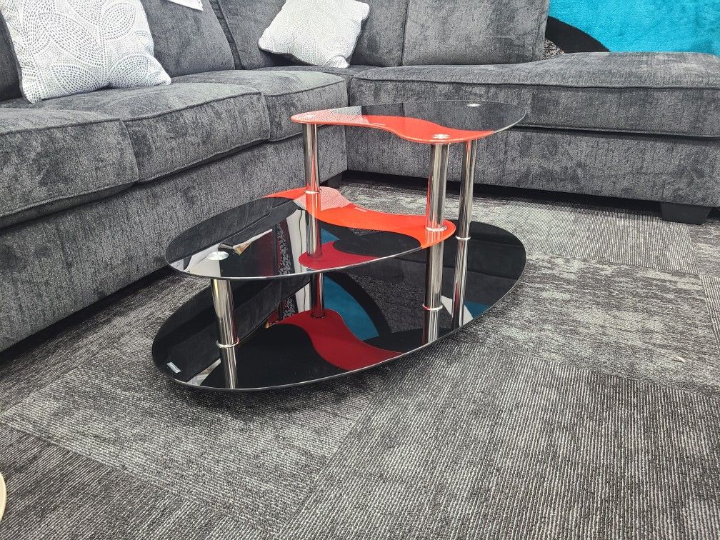 New Glass Red And Black Coffee Table 1 PC Special