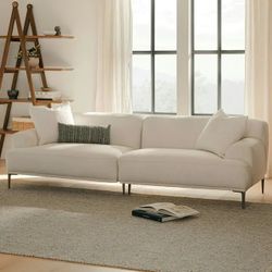 Modern Cream Fabric Sofa with Metal Legs Article Brand