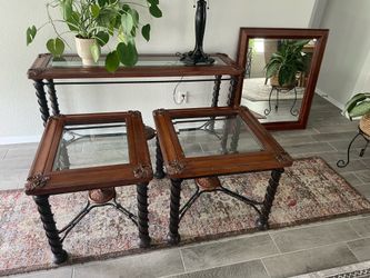 End Table and Sofa Table Set with Mirror