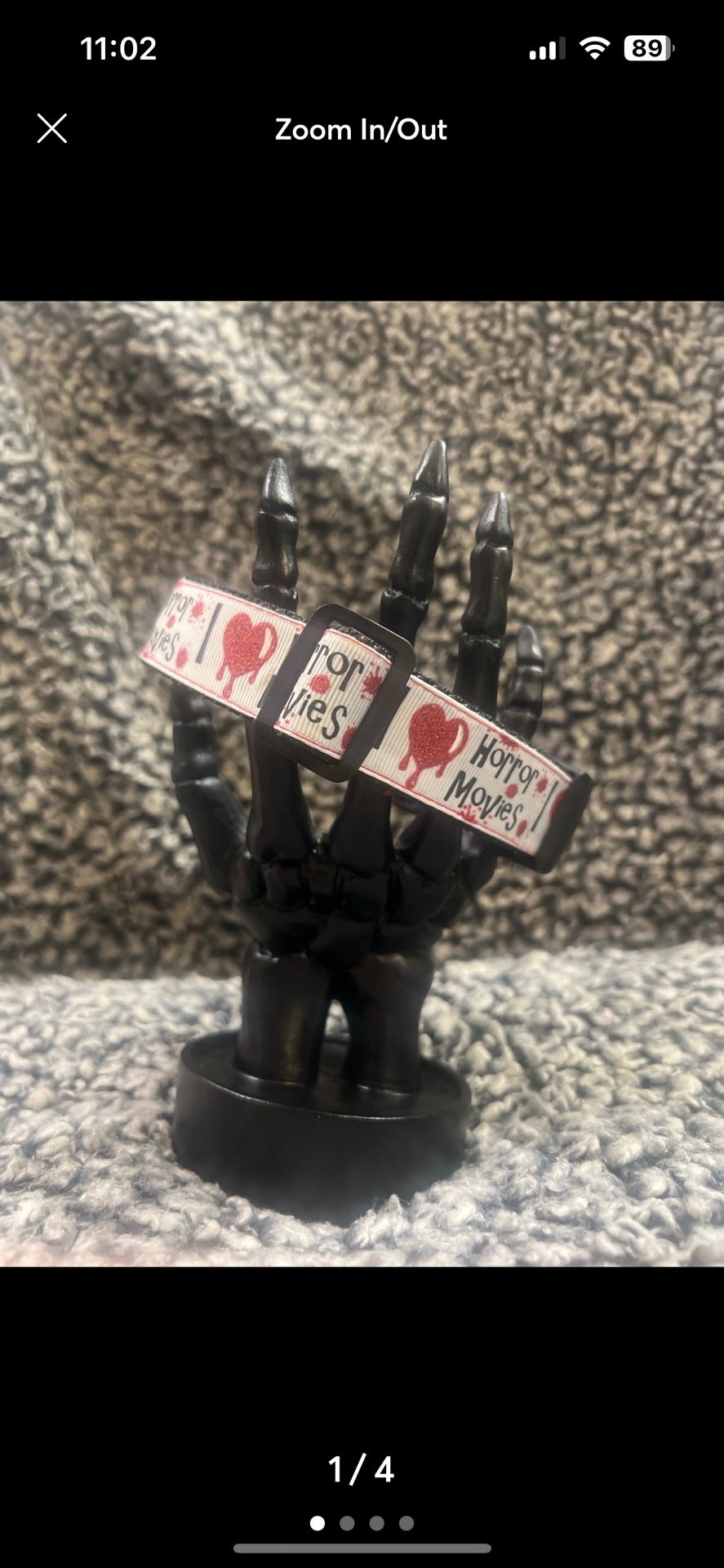 Handmade I Love Horror Movies Dog Collar 