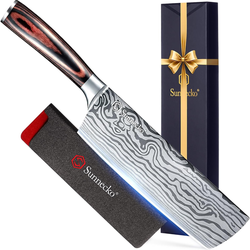 7” Nakiri Knife Razor Sharp 15° Edge – Vegetable & Meat Cleaver Kitchen Knife, High Carbon Stainless Steel – Asian Cooking Chef Knife with Ergonomic H