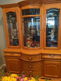 Solid Oak China Cabinet