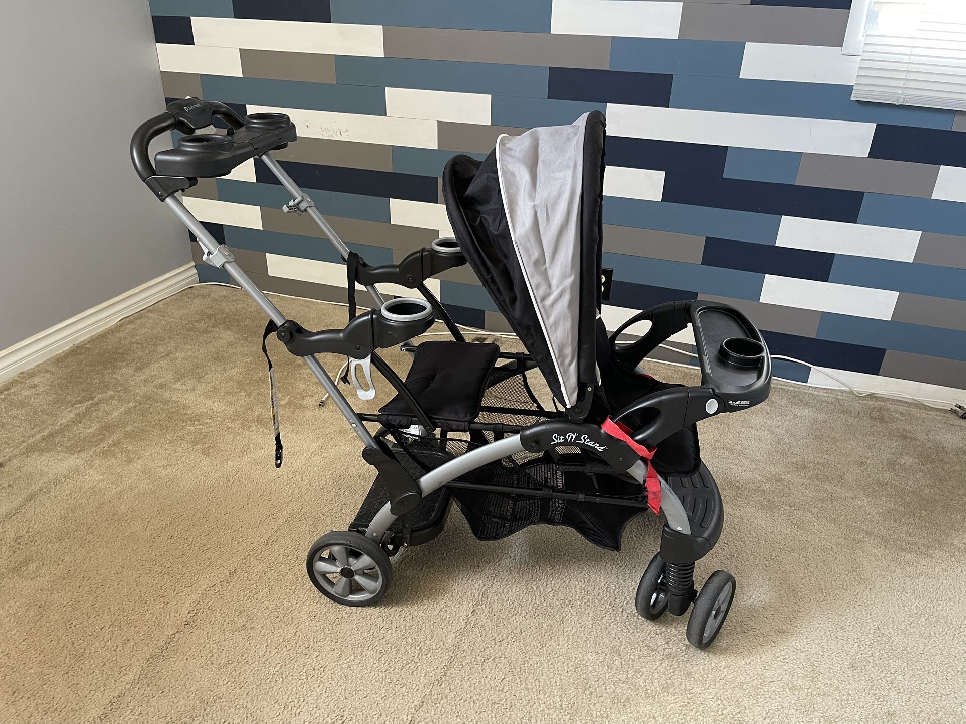 Baby Trend Sit N’ Stand Double Stroller – Tandem Seating, Car Seat Compatible, Compact Fold