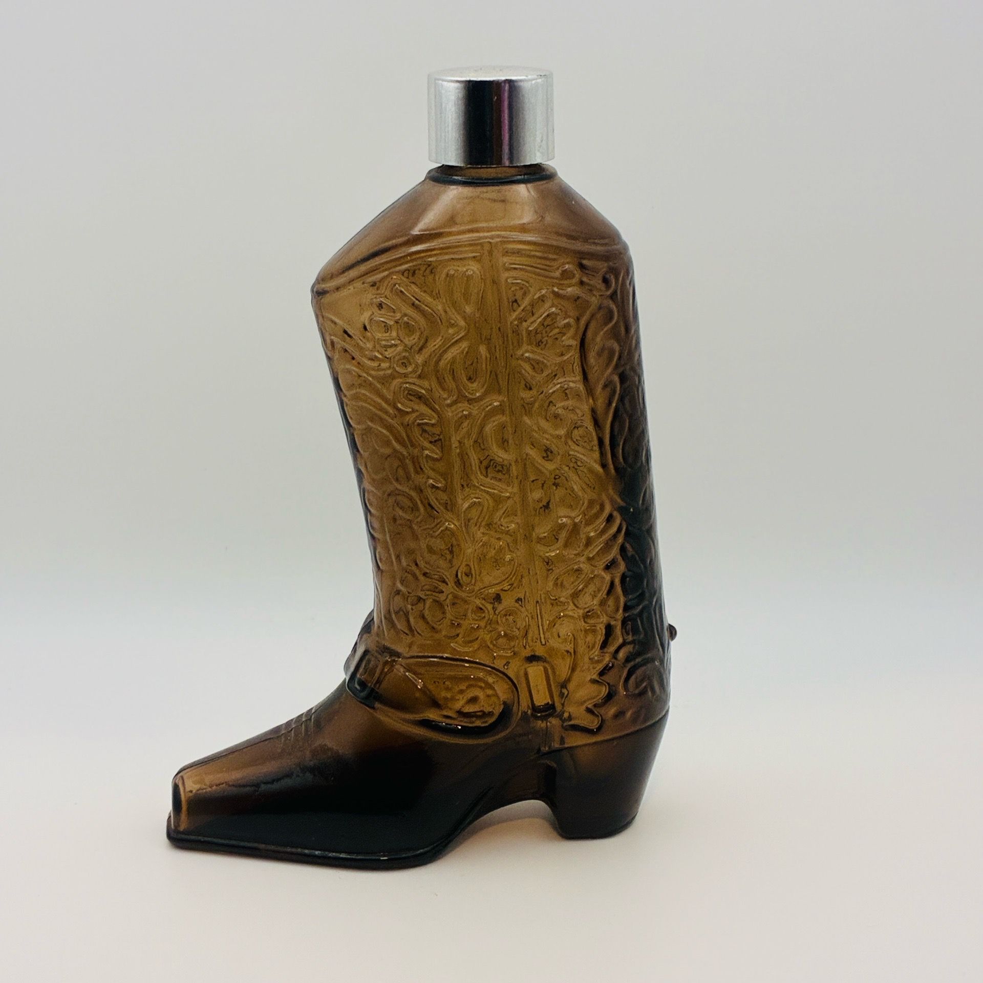 Vintage Avon Wild Country Cowboy Boot Bottle Brown Glass 1970s Empty