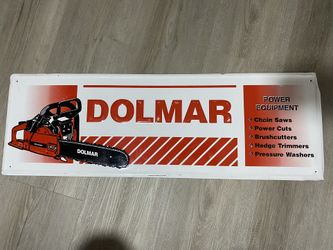 DOLMAR CHAINSAW EMBOSSED TIN DEALER SIGN 36" X 12"