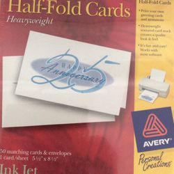NEW INK JET HALF-FOLD CARD PRINTING BY AVERY TEXTURED HEAVYWEIGHT  #6378