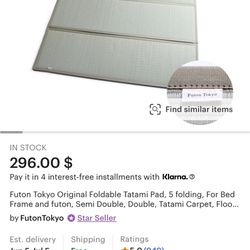 Futon Tokyo Original Foldable Tatami Pad, 5 folding, For Bed Frame and futon, Semi Double, Double, Tatami Carpet, Floor Mat