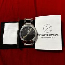 New Stainless Steel Adjustable Silver And Black Watch