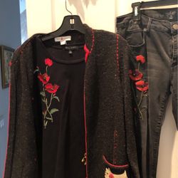 3pcs Set Embroidered  Jeans &matchingt-shirt Wool Dog Jacket Fr SFA 