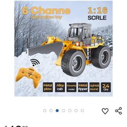 Snow Plow 1/18 RC Front Loader Tractor 2.4Ghz Construction Vehicles with Light & Sound for Kids
