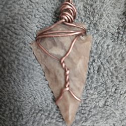 Copper Wire Wrapped Arrowhead Pendant