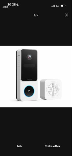 aosu Video Doorbell Camera Wireless, 2K QHD, 170° Wide Angle, 2.4 GHz WiFi No Subscription Required, Head-to-Toe View, Person Detection Smart Alerts,