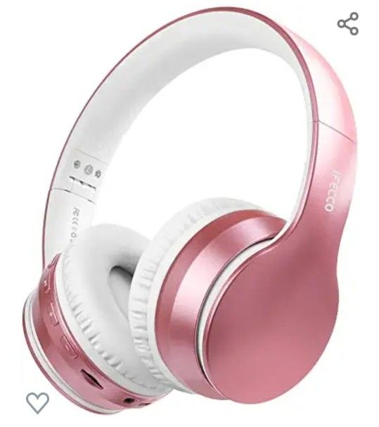 Pink Bluetooth Foldable Wireless (Or Wired) Headphones