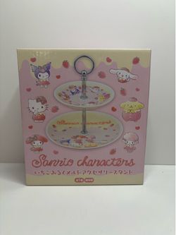 Sanrio Characters Strawberry Milk 2-Tier Accessory Stand Porcelain CIB