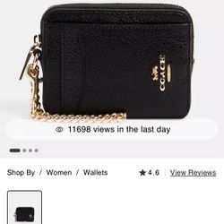 Black Coach Zip card case - brand new $60
