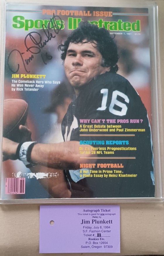 Jim Plunkett Oakland Raiders Autographed Signed Full...