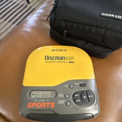 Vintage 1996 Sony Sports Discman CD Player - ESP - Yellow/Grey (D-421SP)