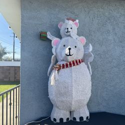 Holiday White LED  Lighted Bear And Cub