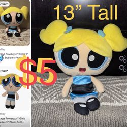 $5 Vintage Powerpuff Bubbles Plushy 13 inches Tall . 👀check my listings 😊