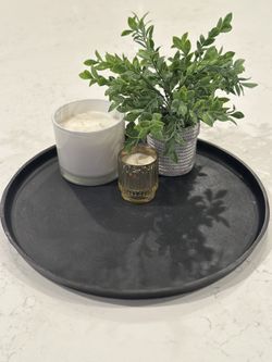 Round Black Decorative Tray - New!