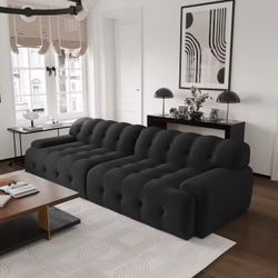 Comfy Cloud 102.4inch Oversized Modular Sectional Sofa 3D Mesh Fabric Curved Loveseat for Living Room - No Assembly Needed.