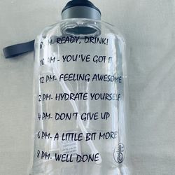 Water Bottle With Time Marker, Straw, Big