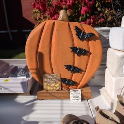 Hand Carved Wood Pumpkin, $10