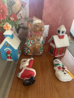 vintage Christmas village candles. 