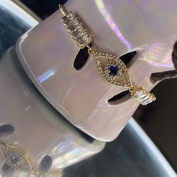 Crystal Blue eye Bracelet, Gold Plated  