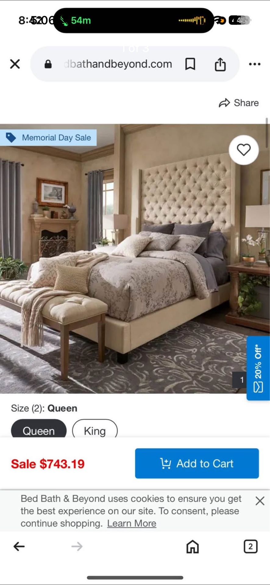 Naples Wingback Button Tufted High Headboard Bed by iNSPIRE Q Artisan - Beige - Queen