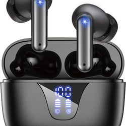 Wireless Earbuds, V5.3 Headphones 50H Playtime with LED Digital Display Charging Case, IPX5 Waterproof Earphones with Mic for Android iOS Cell Phone C