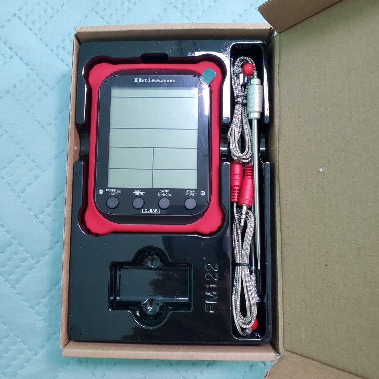 Meat Thermometer Dual Probe Digital Grill Thermometer with Clock Timer & LCD 3.6" Backlight Food Themometer for Cooking Oven Grill BBQ Smoker Candy
