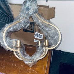 Chandelier brushed Gold with matching curtain rod New!