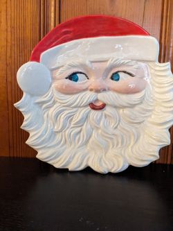 Vintage Ceramic Santa Platter