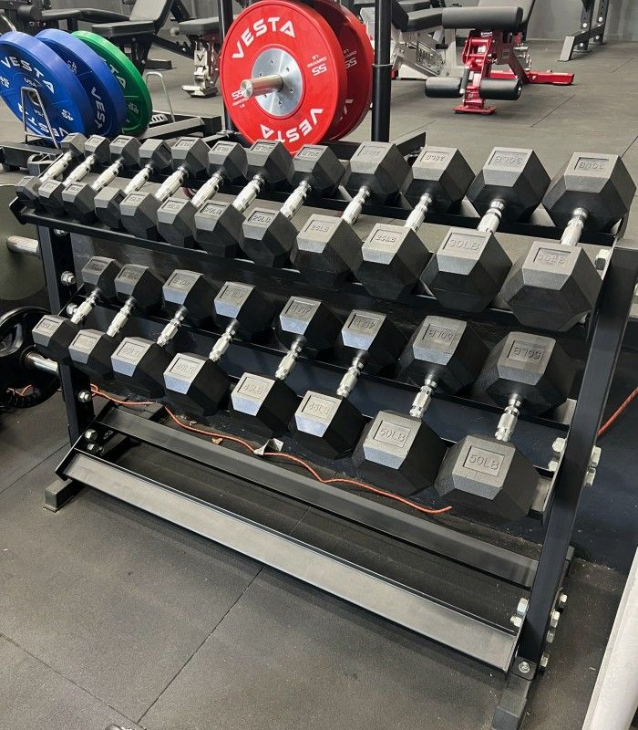 NEW Rubber Hex Dumbbells 5lb - 50lb Dumbbell Pairs Olympic Weights Home Gym Workout Equipment Fitness Weight Set 