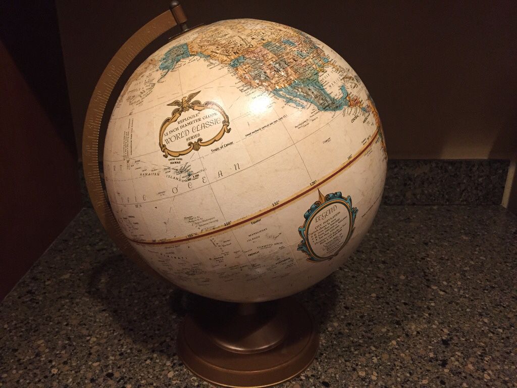 Vintage 12" Replogle World Classic Series Desktop Globe Made in USA EUC