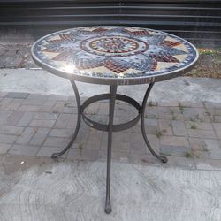 28' Mosaic Glass Tile Outdoor Patio Table