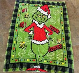 New Grinch Xmas Throw! Ho Ho Ho Drink Up Grinches! Great Gift!