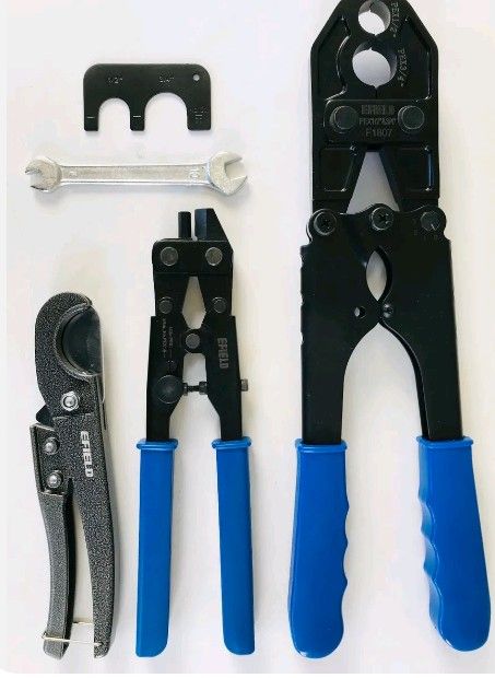 PEX 1/2" & 3/4 COMBO Crimp Tool Kit with Ring Removal Tool , Pipe Cutter