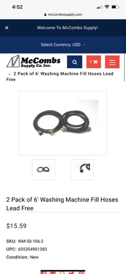 2 Pack Of 6’ Washing Machine Fill Hose Each One $10