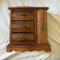 Antique Wooden Jewelry Box 