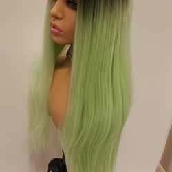 Lace Front Wig Green Straight BRAND NEW